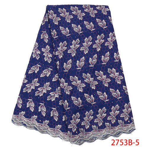 African Dry Lace Fabric Swiss Voile Lace In Switzerland Nigerian Cotton Lace Fabric with Stones KS2753B-4: Picture 5