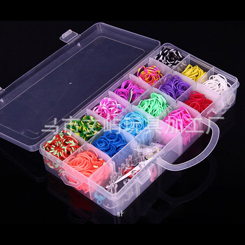 Rubber Loom Band Weaving Set Rainbow Elastic Band Braided Bracelet Ponytail Fixer DIY Material Craft Handmade Toys for girl: Style-1