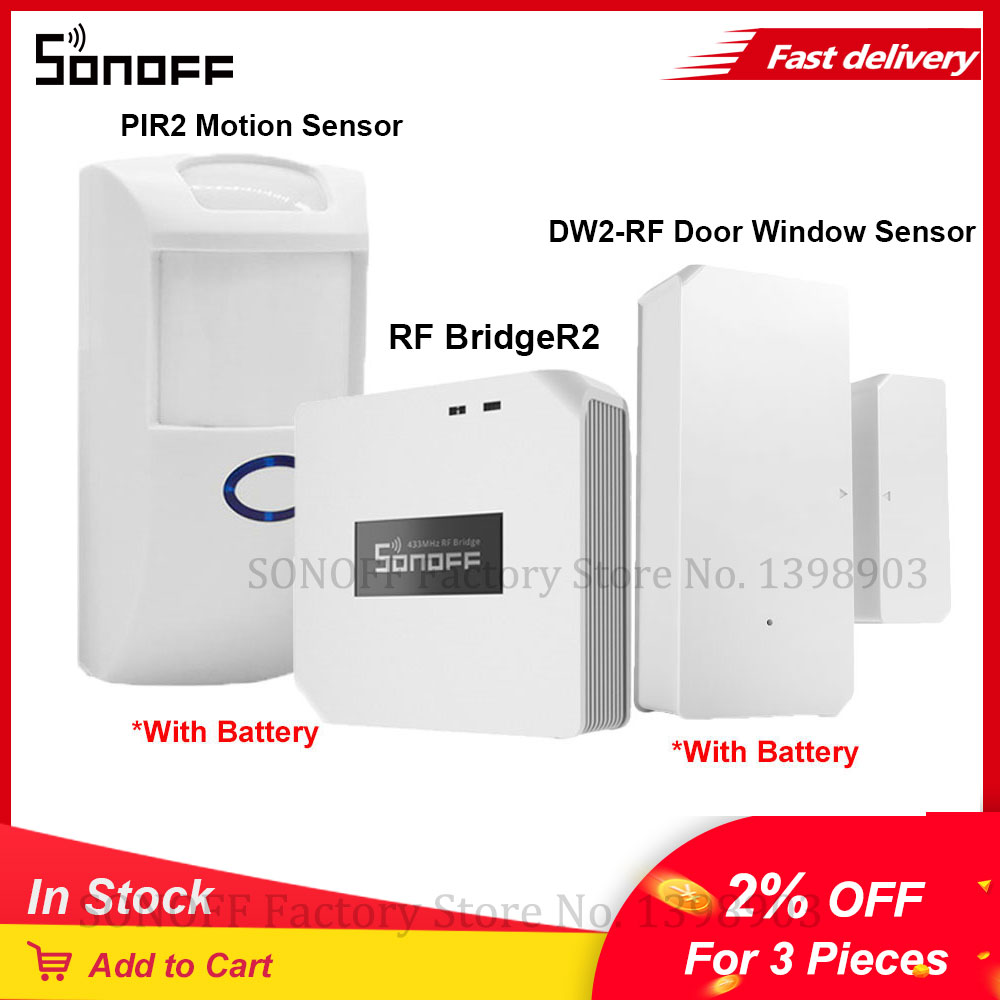 Itead SONOFF DW2 RF 433MHZ capteur de porte/fenêtre sans fil PIR2 capteur de mouvement sécurité à domicile intelligente fonctionne avec le pont SONOFF RF