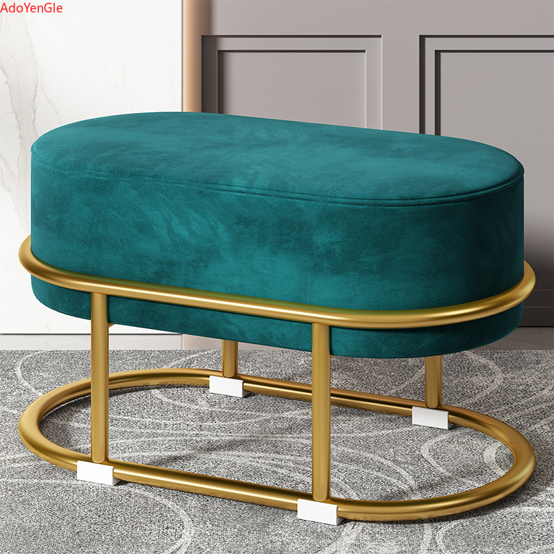 Nordic Metal Step Stool Modern Living Room Decorative Makeup Rectangle Bathroom Foot Stool Pedicure Tabouret Patio chair