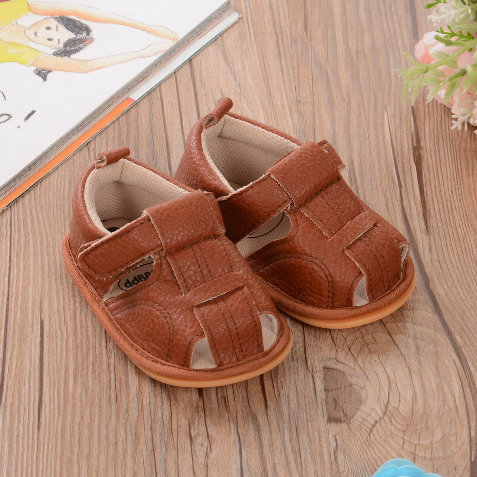 Sandales unisexes pour bébés, chaussures de premiers pas pour garçons et filles, chaussures romaines à semelle souple, couleur unie