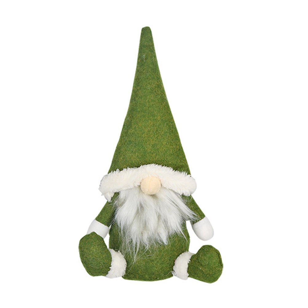 Glædelig jul lang hat svensk nisse nisse plys dukke ornamenter håndlavet elver legetøj fest jul til børn: Grøn