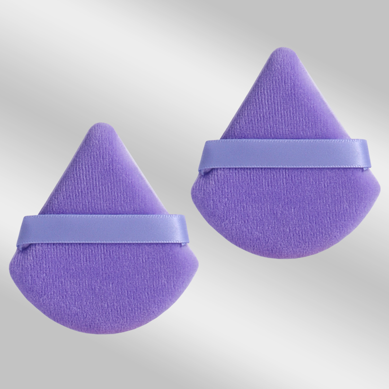 2 件 Triangle Powder Puff Face Makeup Sponge Soft Velvet Cosmetic Puff Blender Beauty Foundation Sponge Make up Accessories: Blue