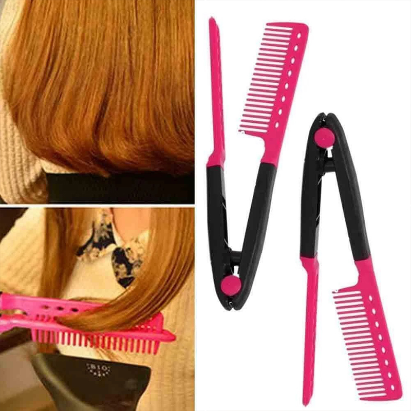 V-shaped Clamp Comb Folding Hair Straightener Hairdressing Salon Straightening Brush Portable Straight Brush Hair Styling Tool