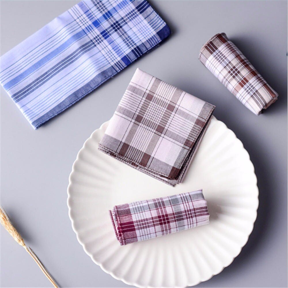 1pc firkantede plaid stribe lommetørklæder mænd klassisk vintage lomme lomme bomuldshåndklæde til bryllupsfest 38*38cm tilfældige farver
