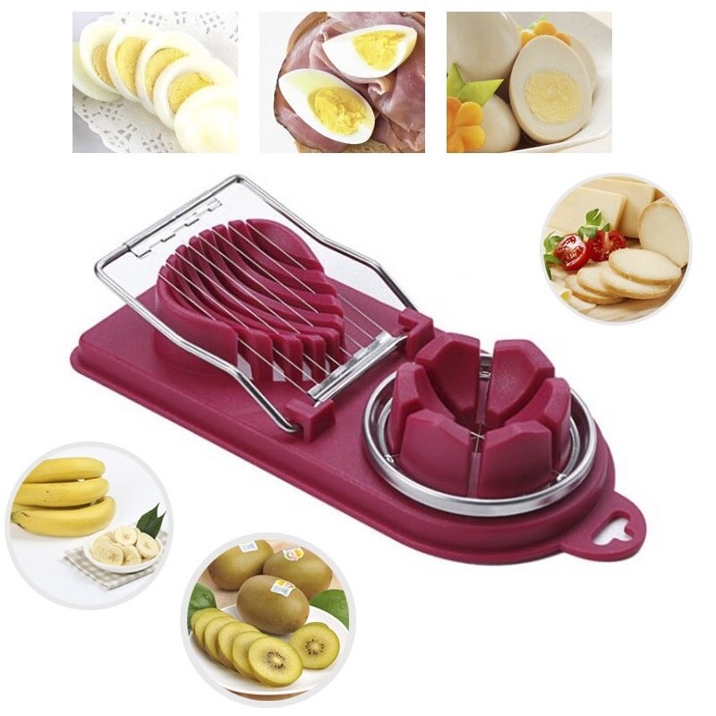 Multi-function Egg Cutter Stainless Steel 2-in-1 Egg Cutting Device Cheese Kiwi Banana Luncheon Meat Slicer Kitchen Tools