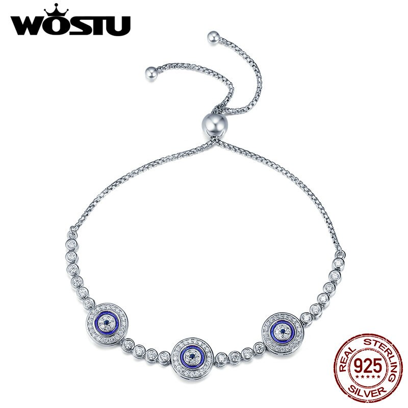 WOSTU-Bracelet en argent Sterling 100% 925, œil pour femmes, bijoux , en argent 925, FIB002