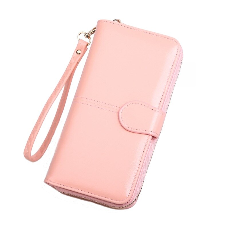 Wallet Female PU Leather Wallet Leisure Purse Ladies Top Women Wallets Long Coin Purse Card Holders Carteira Feminina: Light pink