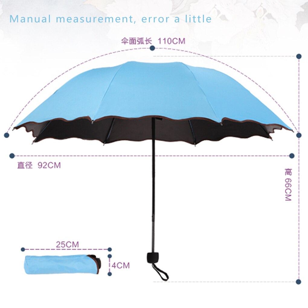 Magiske blomster kuppel parasol sol / regn tredobbelt paraply til kvinder dame