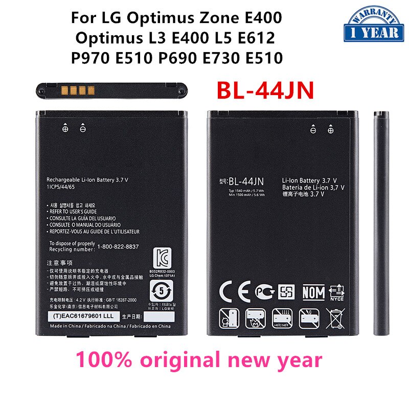 BL-41A1H BL-44E1F BL-44JN BL-44JR BL-45B1F BL-47TH BL-48TH BL-49JH BL-49SF BL-51YF BL-53YH BL-59JH Batterij Voor Lg G3/G4/V10/V20: BL-44JN  E400  L5