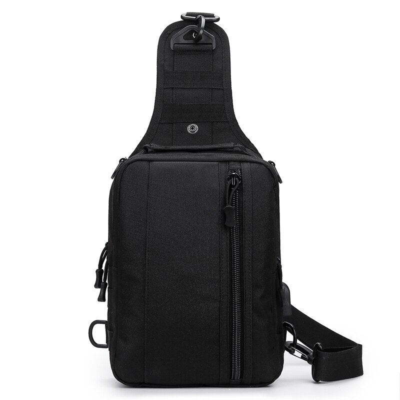 Mannen Messenger Bag Schouder Oxford Doek Borst Tassen Crossbody Casual Messenger Bags Man Usb Opladen Multifunctionele Handtas: Black