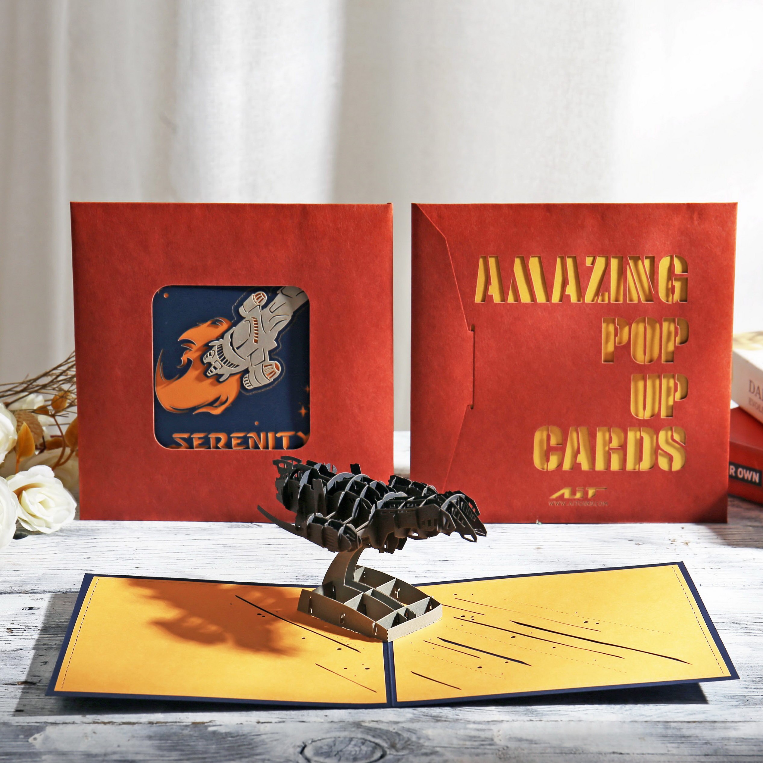 AIT Karte Raumschiff Gelassenheit 3D Faltbare Pop-hoch Festival Gruß Postkarte