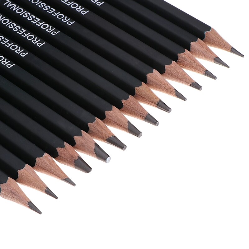 14 Pcs Art Sketch Drawing Writing Pencil 12B 10B 8B 7B 6B 5B 4B 3B 2B 1B HB 2H 4H 6H School Stationery Supplies