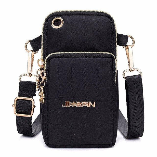 Yogodlns Waterproof Nylon Women Crossbody Phone Shoulder Bag Small Pouch Case Belt Casual Purse Wallet: Black