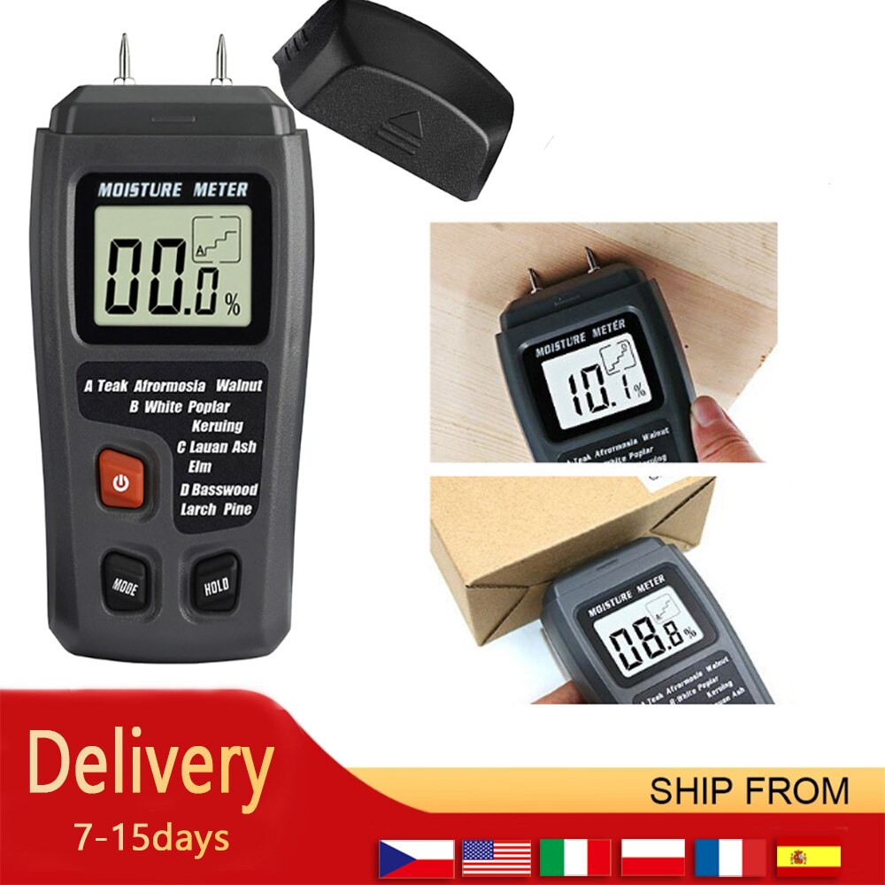 Digital Wood Moisture Meter Damp Meter LCD Moisture Detector Wood Humidity Caravan Tester Tool For Timber Plaster