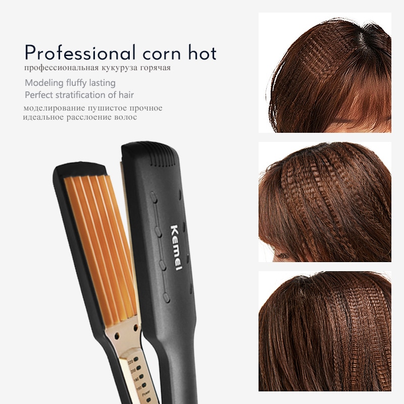 Kemei Hair Curler Toermalijn Keramische Maïs Krultang Digitale Temperatuurregeling Diy Styling Tools 210-240V