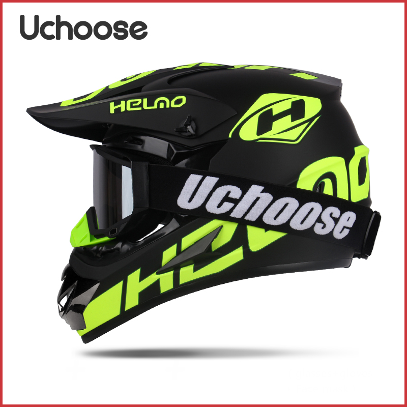 Goggle UCHOOSE Motorcycle Helmet Motocross Off Road Helm Children Off-road Casque Capacete De Motocicleta: Gold / XL