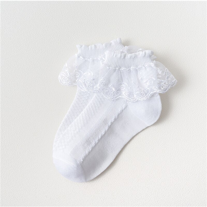 Summer Kids Socks Baby Girl Ruffle Sock Cute Baby Frilly Toddle White Pink Lace Kid Socks For Girls: White / 1-3 Years