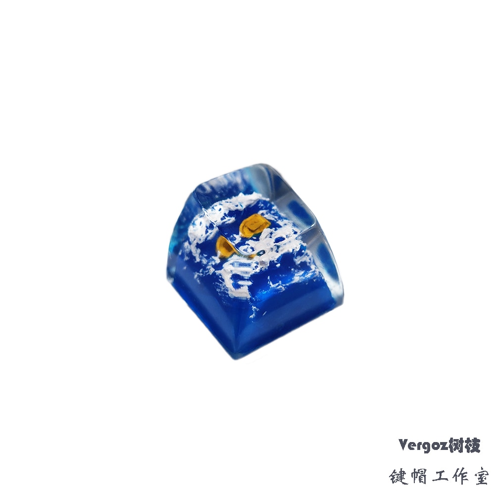 Blue Sea Wave Resin Backlight Keycaps For Cherry Mx Switch Mechanical Gaming Keyboard DIY Decoration Key Cap Replacement SA OEM