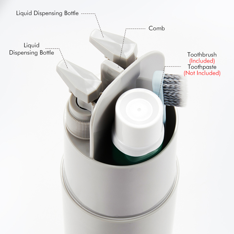 Draagbare tandenborstelbeker 5 in 1 wasbeurten opbergdoos tandenborstel tandpasta douchegel shampoo dispensers reiswasset container