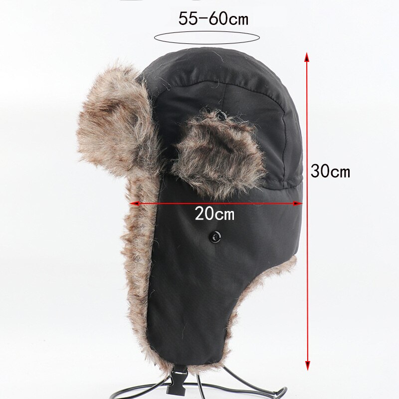 Ushanka-Sombrero con mascarilla para hombre, gorra de invierno cálida, ajustable, rusa, para las orejas con solapa, impermeable