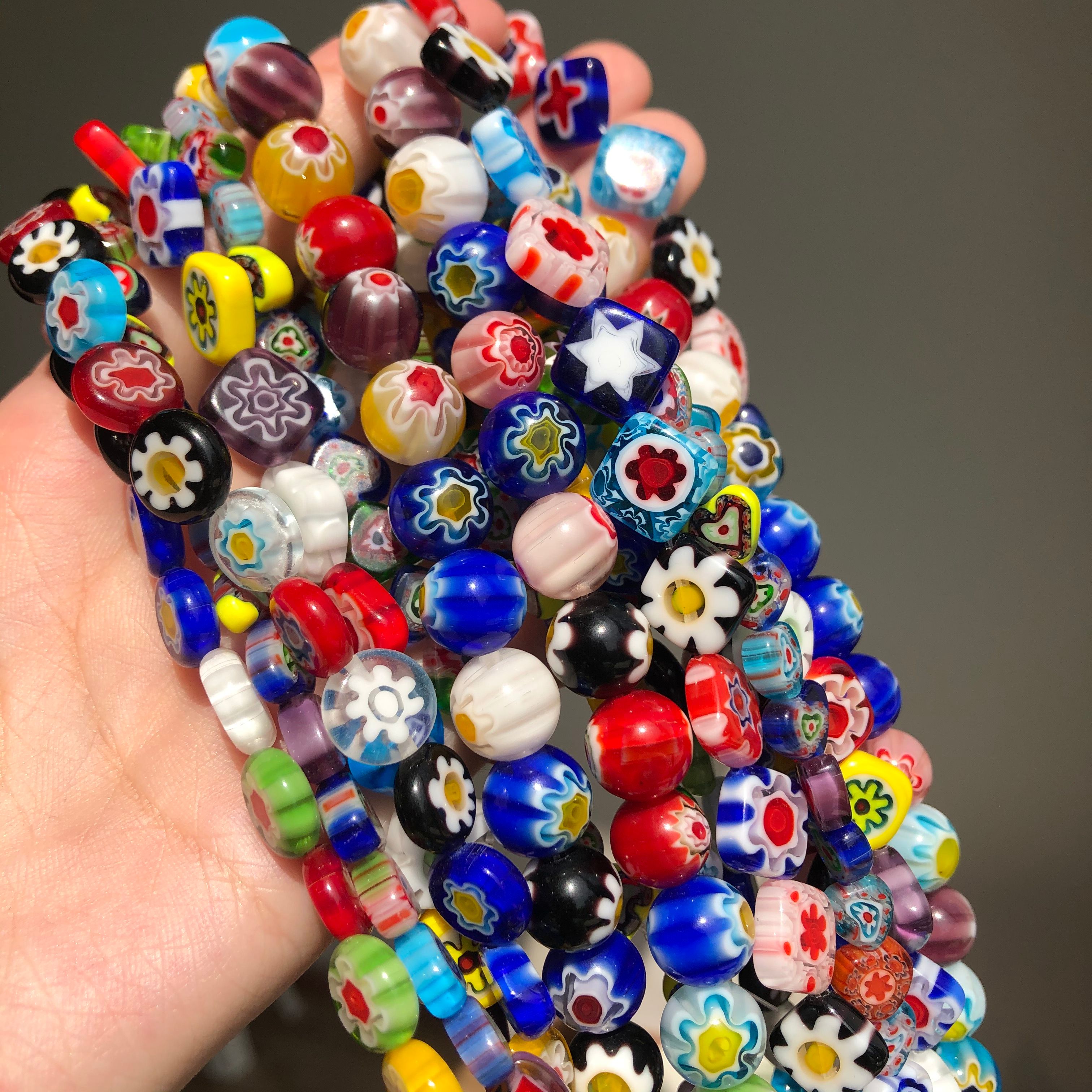 Cuentas de cristal de Murano de flor Millefiori cuadradas mezcladas a la para hacer joyería, collar, pulsera, accesorios DIY 6 8 10mm