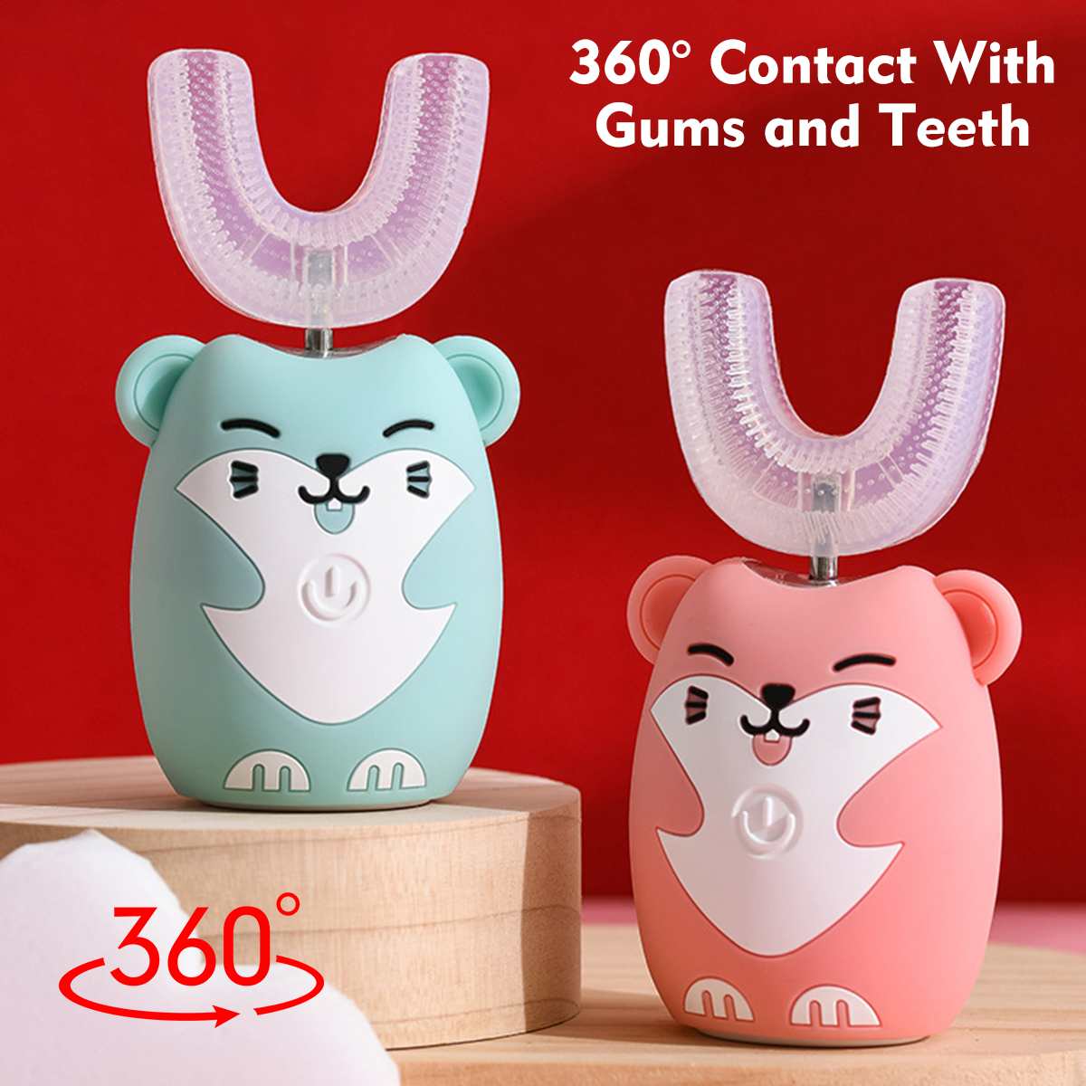 360° Sonic Automatic Electric Toothbrush With UV Light for Aged 2-13 Kid 3 Modes USB Charging IPX7 Waterproof Whitening Teeth