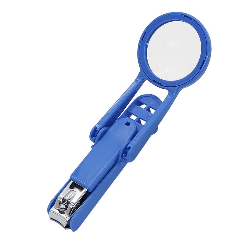 Portable Nail Clipper with Magnifying Glass Flip Magnifier Fingernail Cutter for Baby Old Man Finger Toe Manicure Pedicure Tool: Blue