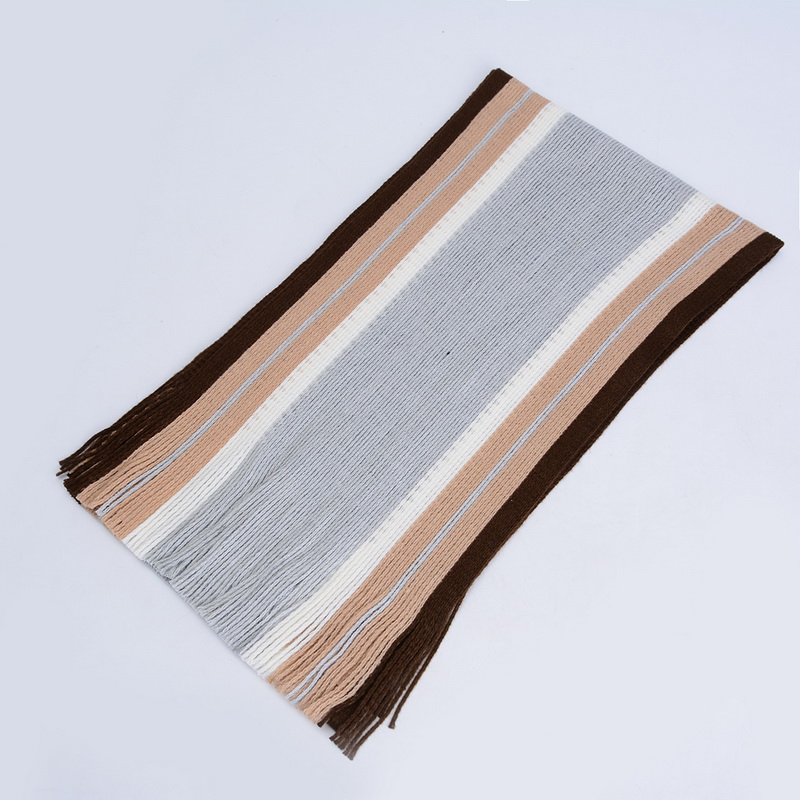 Dihope Winter Sjaal Mannen Gestreepte Katoenen Sjaal Mannelijke Sjaal Wrap Knit Kasjmier Bufandas Lange Gestreepte Met Kwastje: light gary
