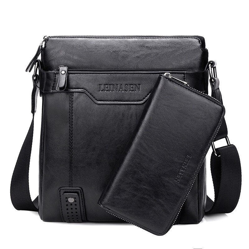 Kreuz Körper Hand Crossbody Schulter Für Männliche Umhängetasche Männer Handtaschen Und Geldbörsen Set Dokument Sac EIN Haupt Bolsas Bolsas satchel: Black with Wallet