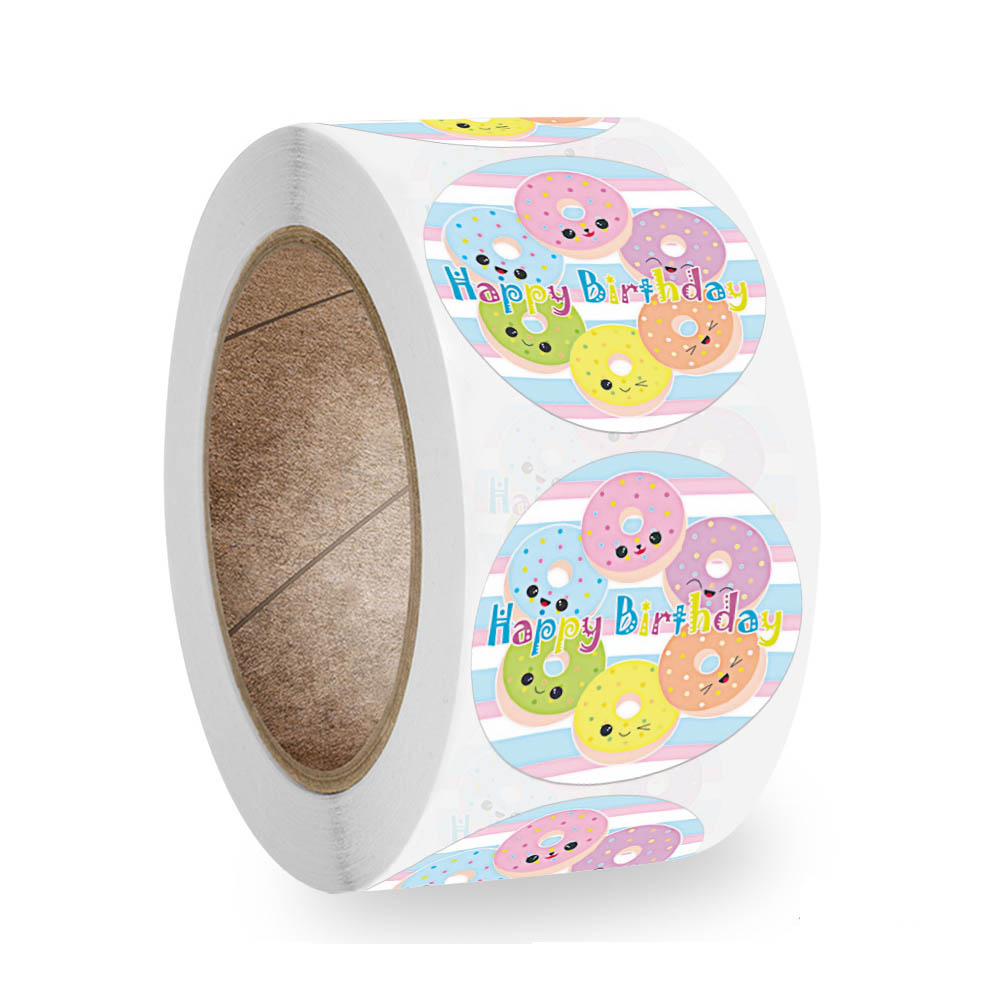 100-500pcs "Happy Birthday" Sticker Envelope Sealing Label Sticker Color Waterproof Sticker Party Party Sticker: Dark Red