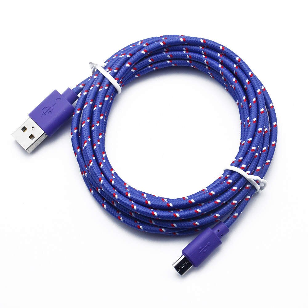 Micro Usb Snoep Kabels Voor Micro Usb Opladen Lader 1M Kabel Nylon Opladen Data Transfer Cord Voor Andriod Voor huawei Xiaomi: Purple