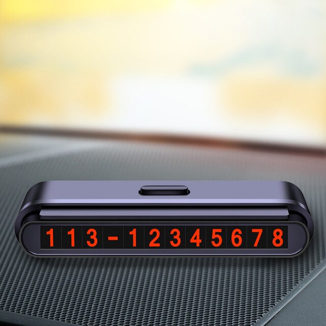 Bil lysende midlertidigt parkeringskort automotive skjult digital telefon nummerplade klistermærker natlys parkeringsplads stop tilbehør: Sort orange nummer