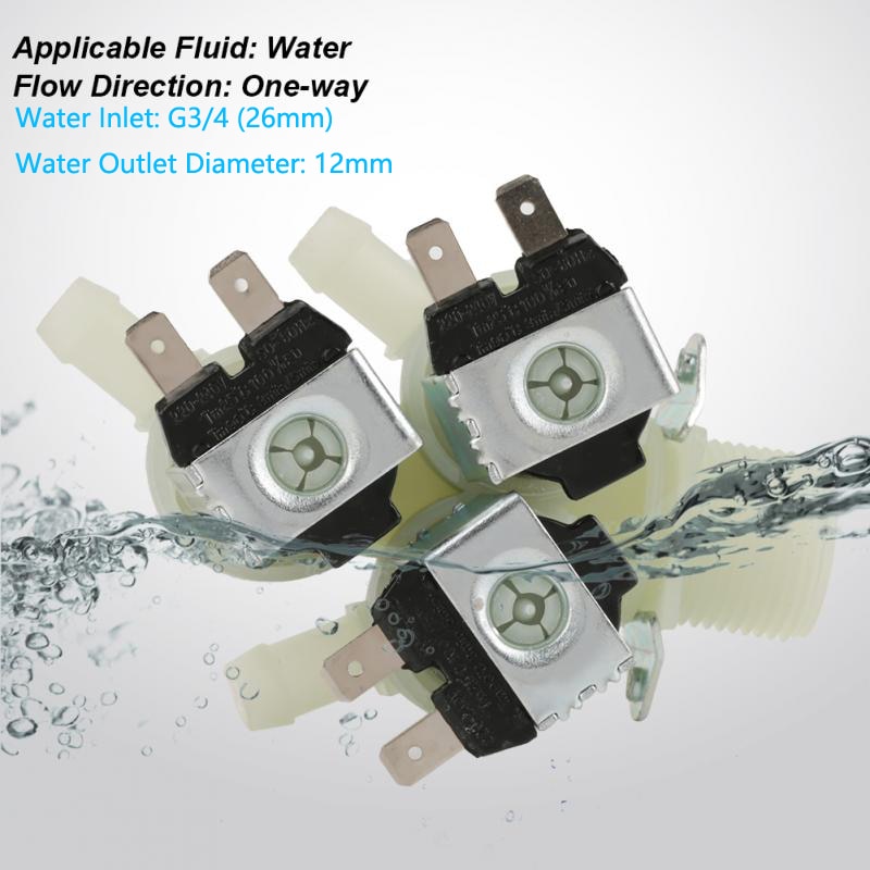Solenoid Valve 3 Way Water Inlet NC Normal Electric Solenoid Valve AC 220V G34 One-way Flow Direction Solenoid Valve
