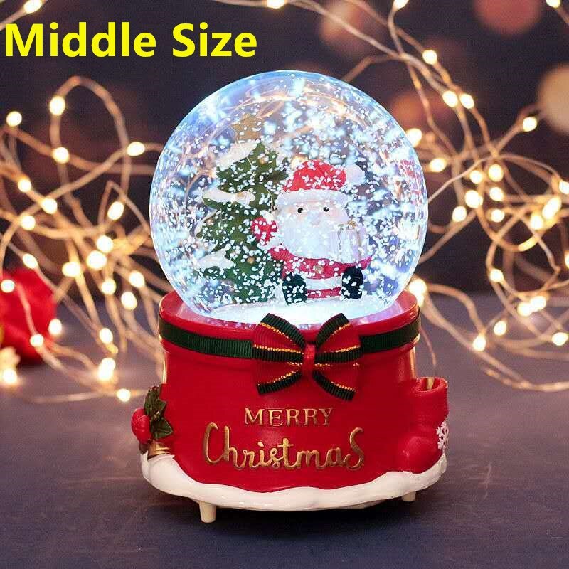Christmas Snow Globe Music Box Light Snowflakes Santa Claus Crystal Ball for Thanksgiving Birthday Year Christmas Decor: Santa Claus Middle