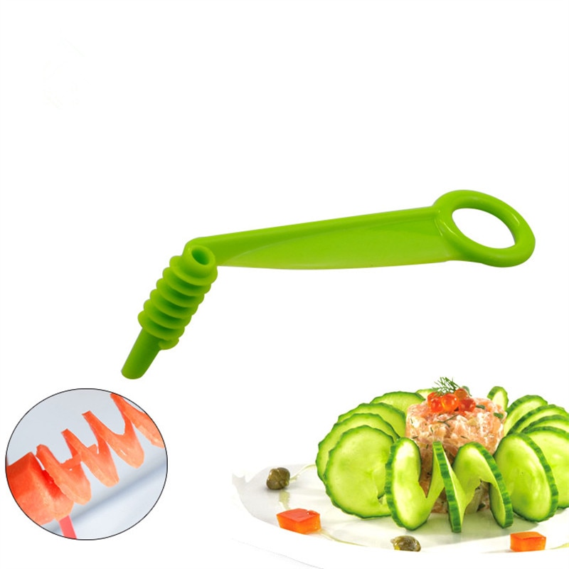 1Pc Handleiding Spiraal Schroef Slicer Plastic Pp Aardappel Wortel Komkommer Groenten Spiraal Mes Keuken Gereedschap