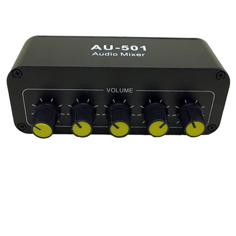 Stereo Audio Mixer (5 Input 1 Output) Multi-Channel Audio Source Reverberator Switch-Free 3.5mm+RCA Interface Diy: Default Title