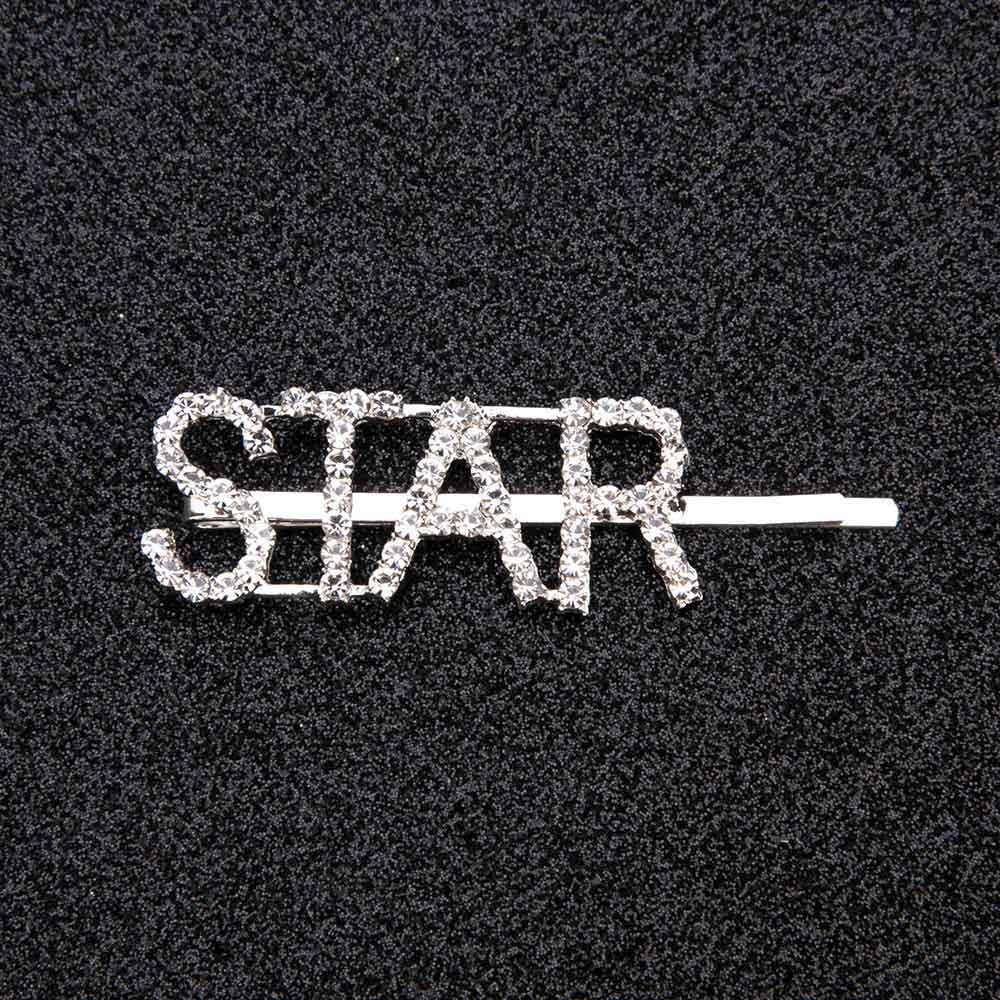 Bling glimmende strass steentjes letter haarspeldjes voor vrouwen zilveren haarspelden kristallen woorden haarspeldjes stylingtool aangepaste haaraccessoires: Ster