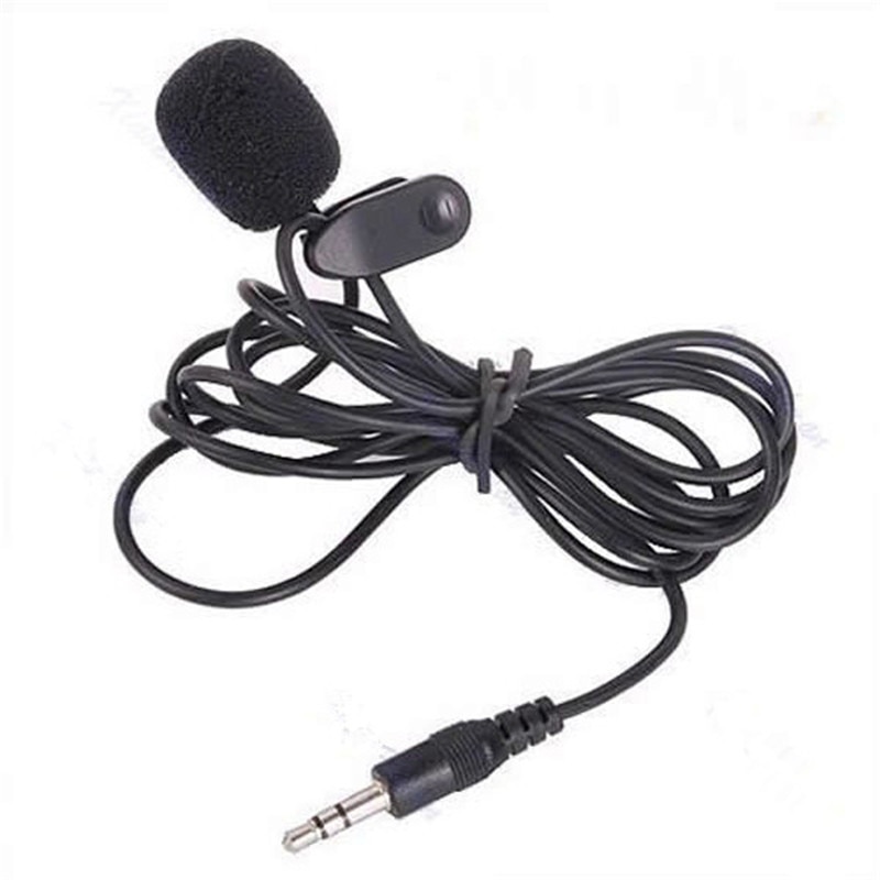 1.5M 3.5mm Black Mini Studio Speech Mic Microphone Clip On Lapel for PC Notebook