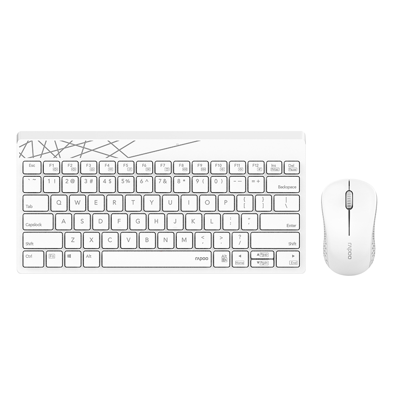 Originele Rapoo 8000S Waterdichte 2.4Ghz Draagbare Draadloze Mute Toetsenbord Met 1000Dpi Draadloze Muis Lange Levensduur Batterij: WHITE