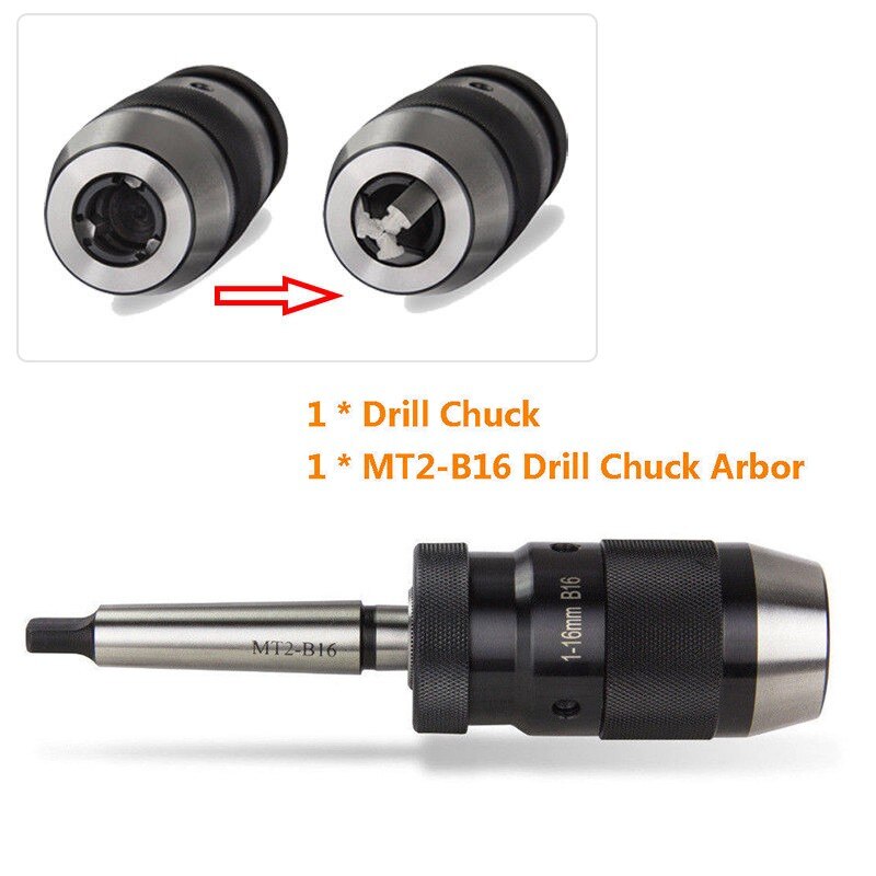 Mandril de taladro sin llave autoapretado, mango Morse de 1-16mm, MT3, B18, MT4, B18, Portabrocas de mano ligero