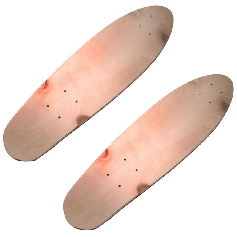 2Pcs Maple Mini Cruiser Fish Skateboard Deck Fish Board Four Wheels Single Rocker 7-Layer - 27 Inch &amp; 24 Inch