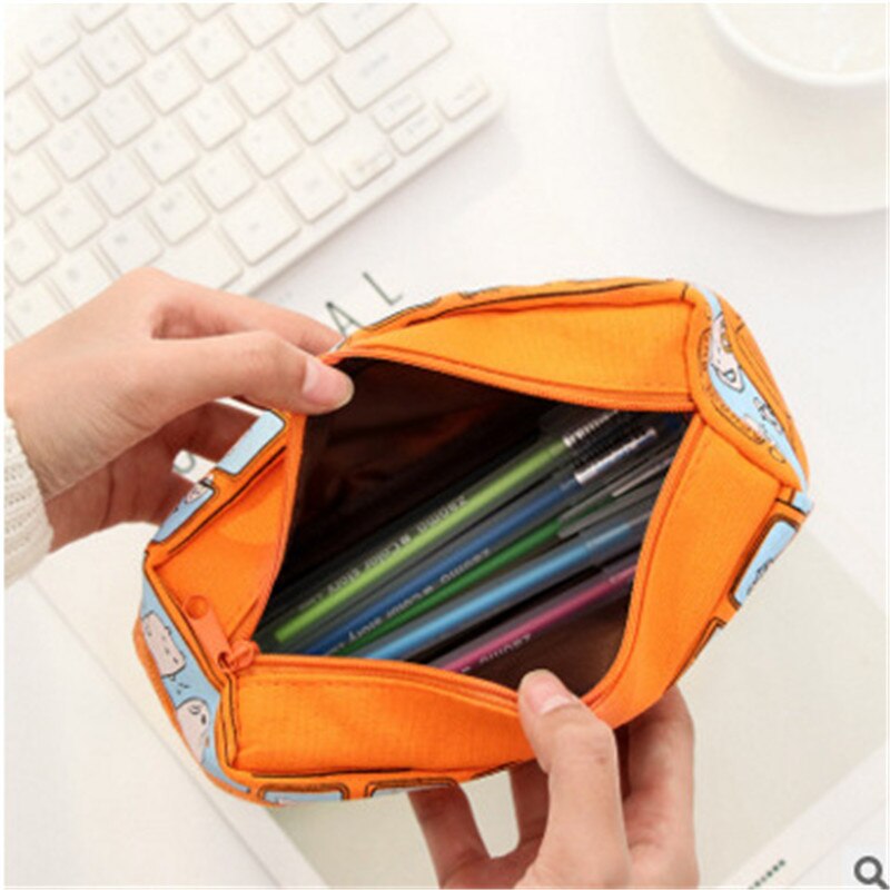 Gran capacidad de autobús de dibujos animados en forma de estuche de tela para lápices Kalem Kutusu de oficina material escolar lápiz bolsa de caja para niños