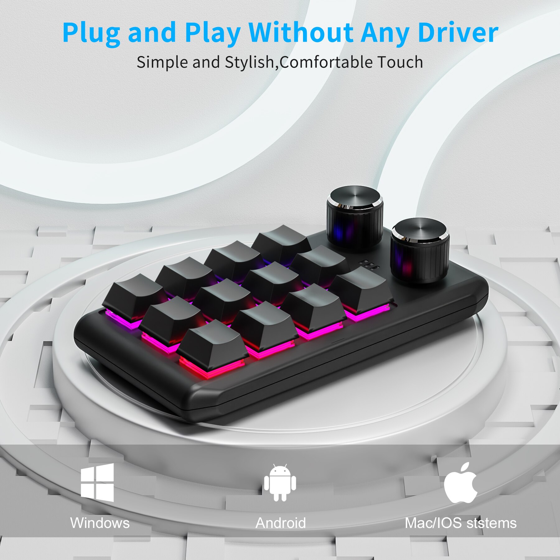 Programowanie makro Niestandardowa 2-klawiszowa klawiatura Bluetooth RGB 12-klawiszowa kopia Wklej Mini przycisk Klawiatura do gier Mechaniczna klawiatura Macropad Hotswap
