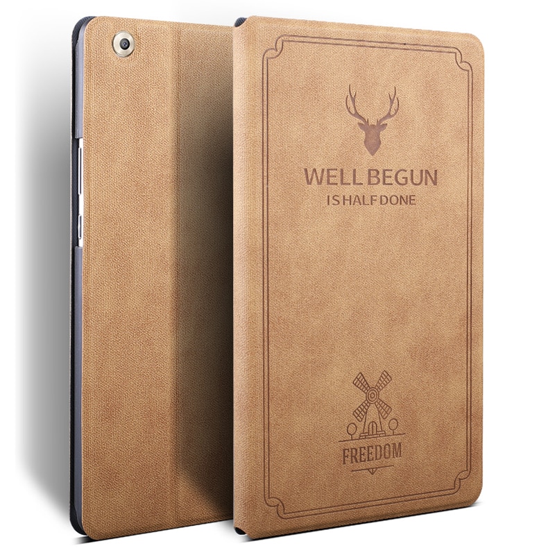 PU Leather Case For Huawei MediaPad M5 lite 8 JDN2-W09/AL00 8.0 inch Stand Cover for Huawei Honor Pad 5 8 tablet Case+film+pen: camel