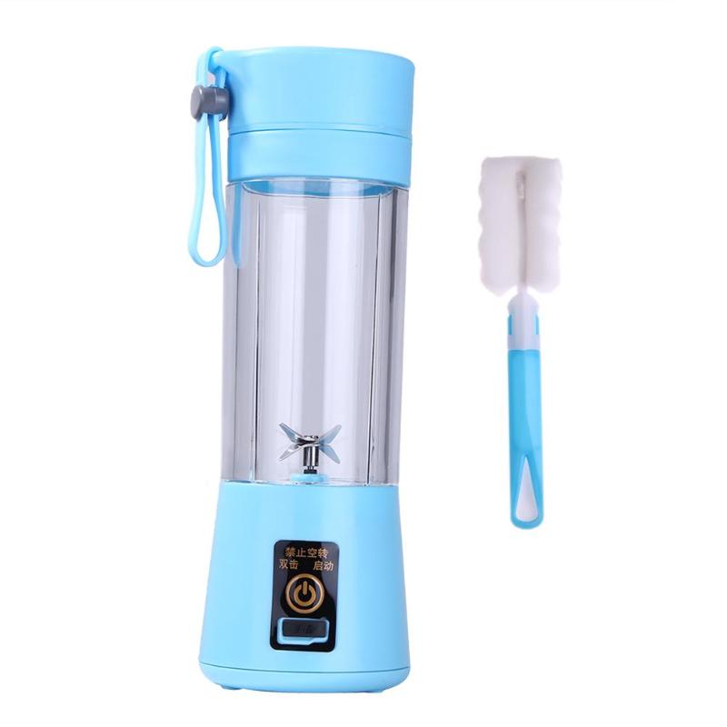 Vaso exprimidor eléctrico de 380ml, licuadora recargable por USB, máquina mezcladora, Mini licuadora de zumo, mezcladora rápida, procesador de alimentos,: Azul
