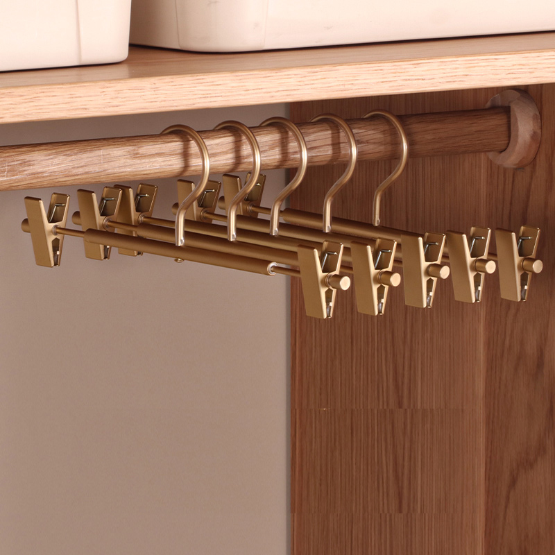 5 st mattguldfärgade byxgalgar halkfria metallgalgar platsbesparande klädbyxor torkställning för förvaring