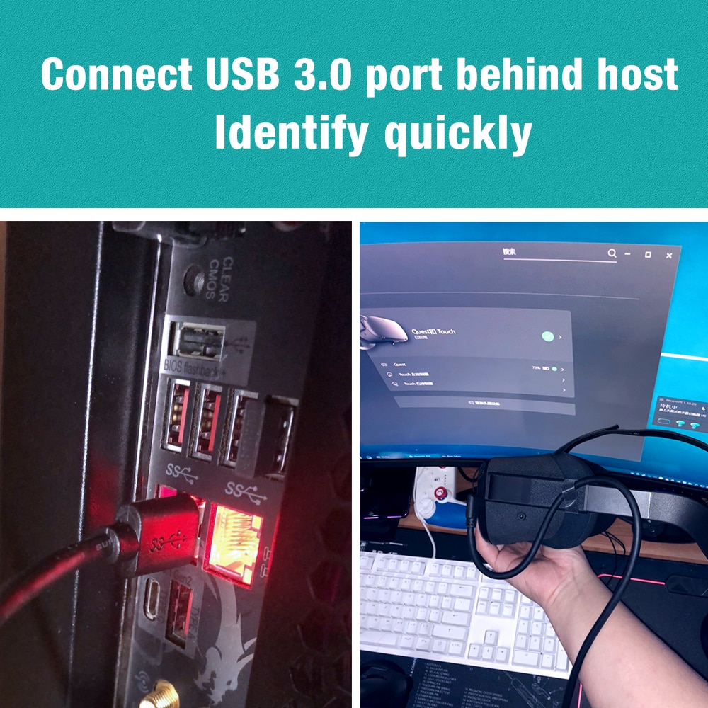 5m 3m usb-c kabel oculus quest 2 link kabel usb 3.2 compatibiliteit haaks type -c 3.2 gen 1 snelheid gegevensoverdracht snel opladen