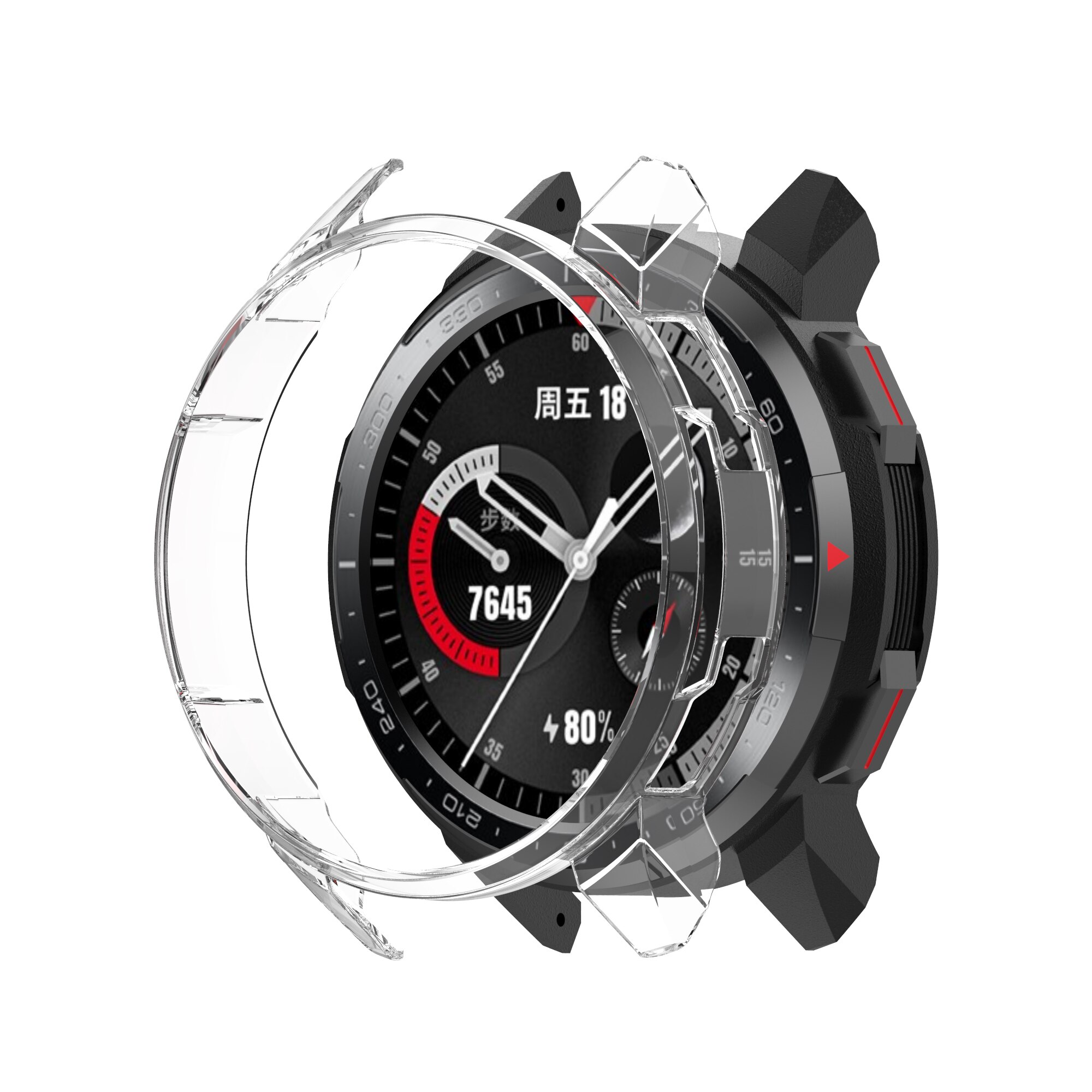 Akbnsted tpu chapeamento caso protetor de silicone para huawei honra gs pro relógio inteligente acessórios para huawei honra gs pro caso: Clear