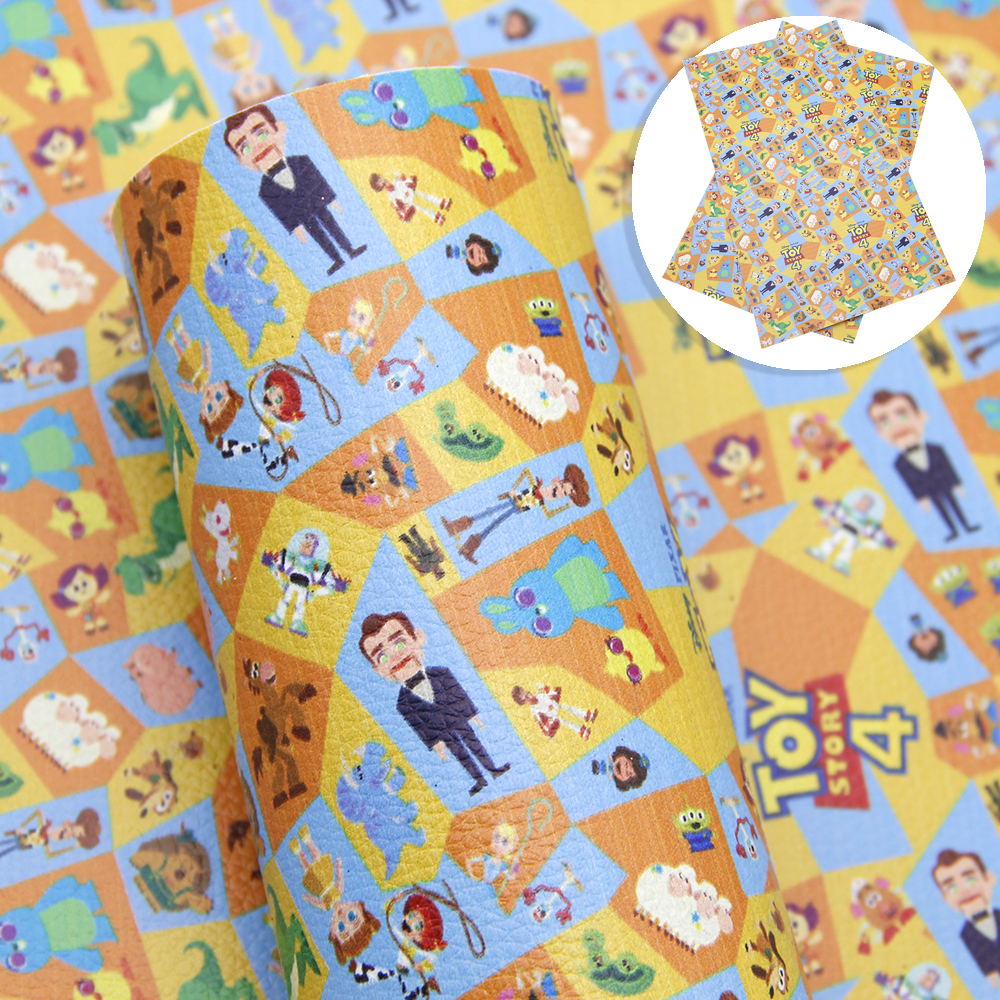 20*34cm Cartoon Princess Printed Lychee Faux Leather Artificial Synthetic Leather Fabric Vinyl Sewing DIY Bows Material,1Yc9596: 1091865036